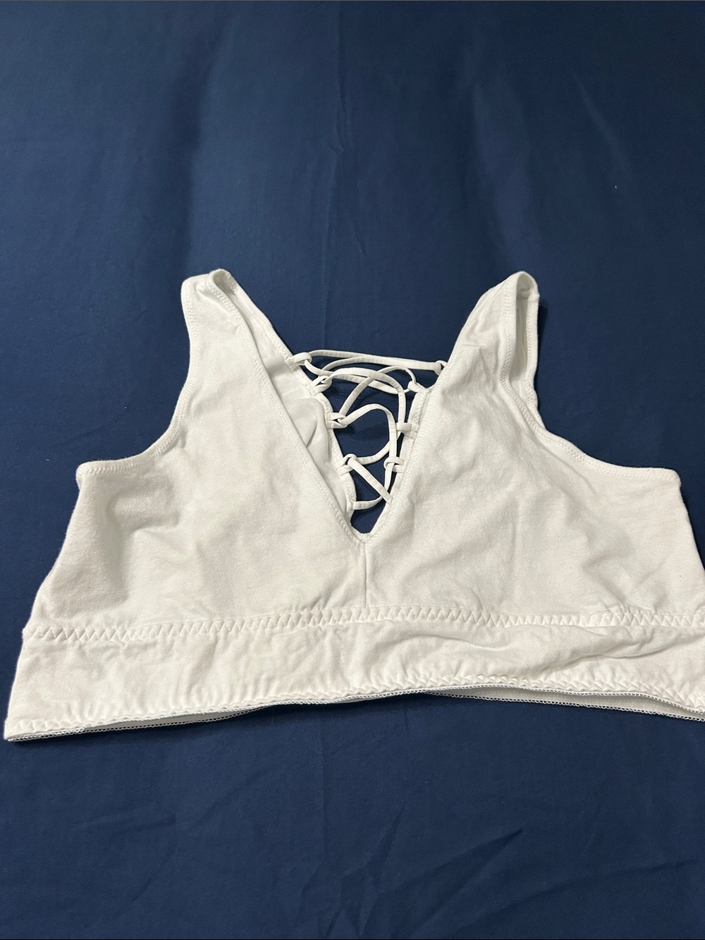 torrid White Lace-Up Cotton Bralette - Picture 2 of 5